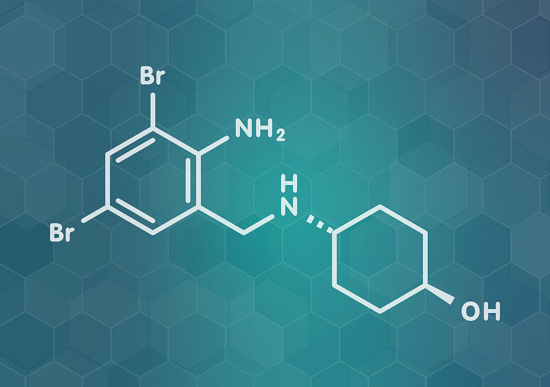 Ambroxol secretolytic drug molecule, illustration