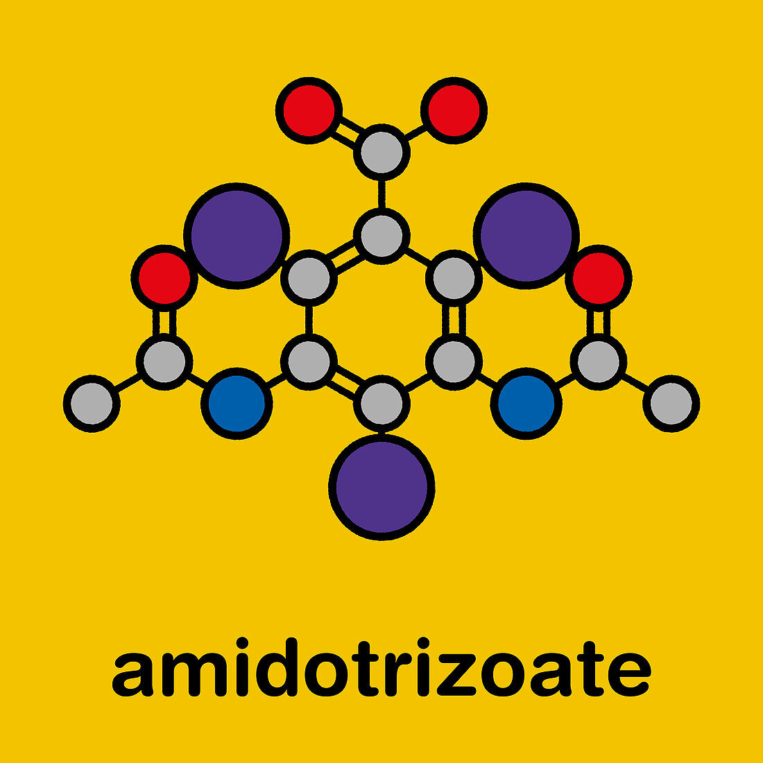 Diatrizoic acid contrast agent molecule, illustration