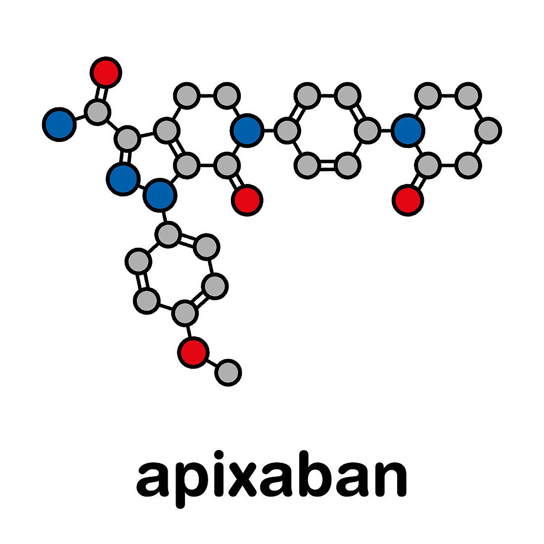Apixaban anticoagulant drug molecule, illustration