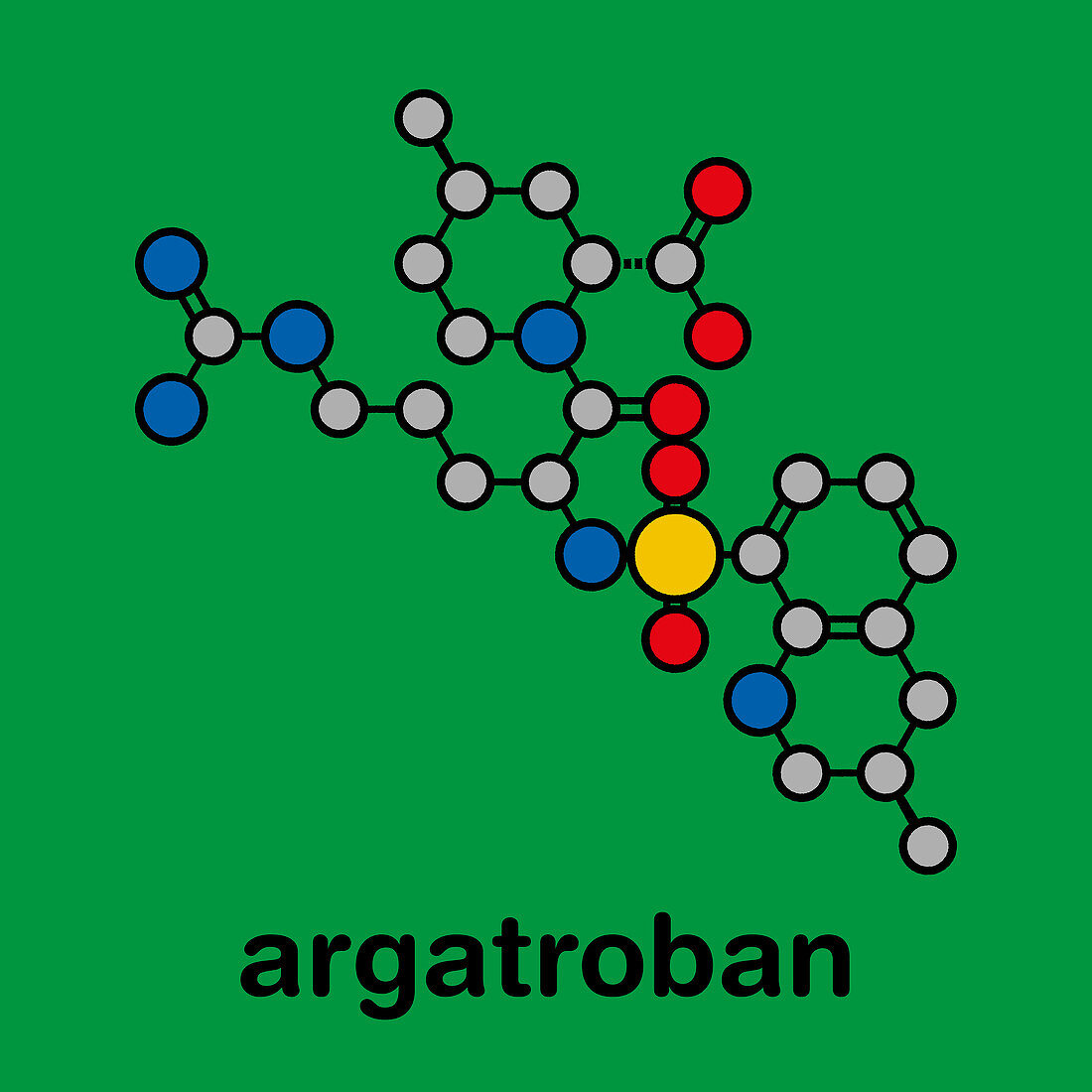 Argatroban anticoagulant drug molecule, illustration