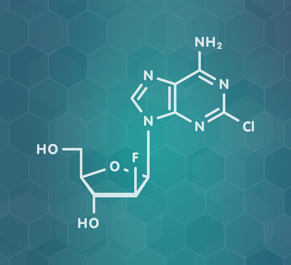 Clofarabine cancer drug molecule, illustration