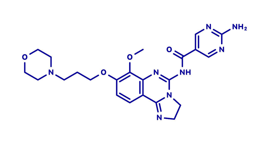 Copanlisib cancer drug molecule, illustration