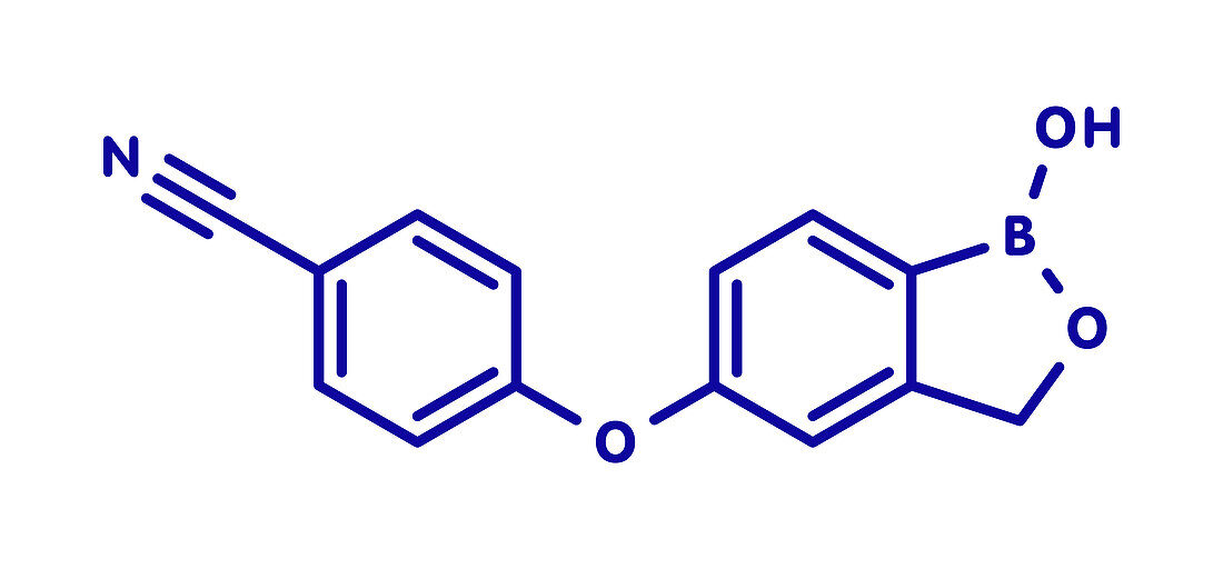 Crisaborole eczema drug molecule, illustration
