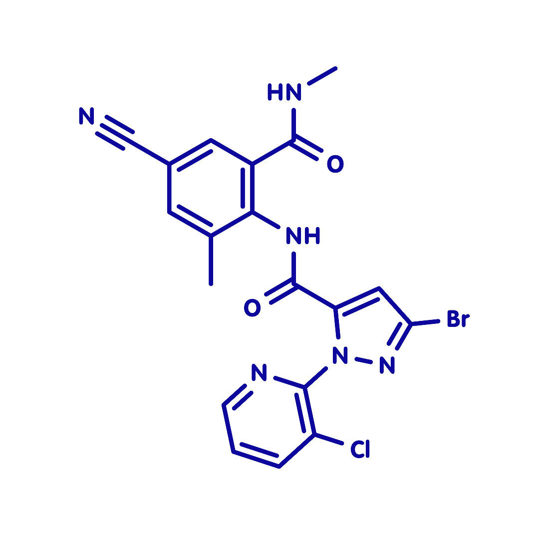 Cyantraniliprole insecticide molecule, illustration