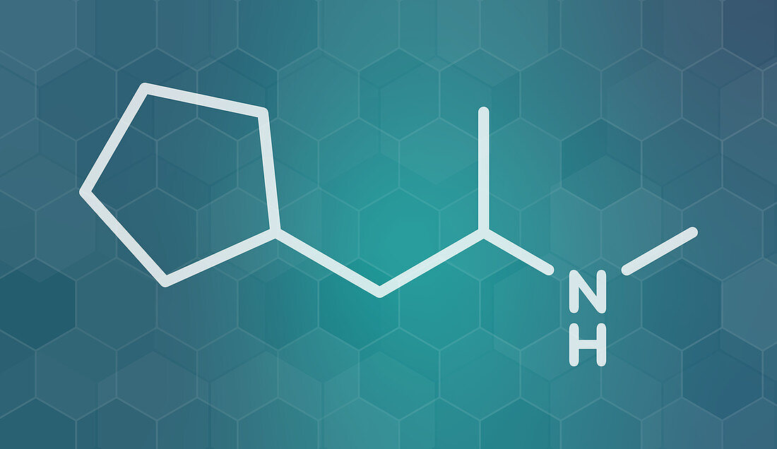 Cyclopentamine nasal decongestant molecule, illustration