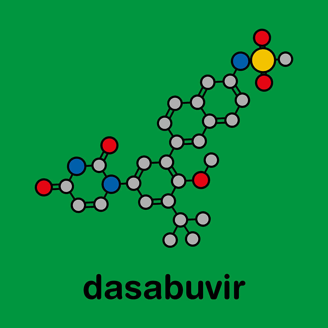 Dasabuvir hepatitis C virus drug molecule, illustration