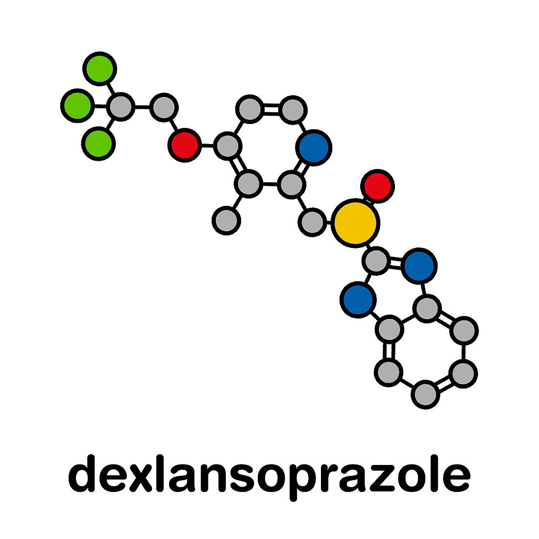 Dexlansoprazole gastric ulcer drug molecule, illustration