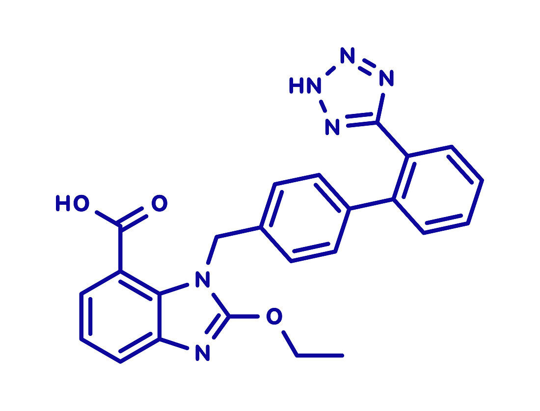 Candesartan hypertension drug molecule, illustration