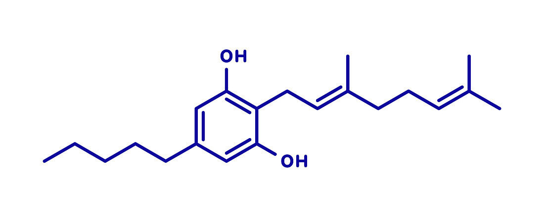 Cannabigerol cannabinoid molecule, illustration