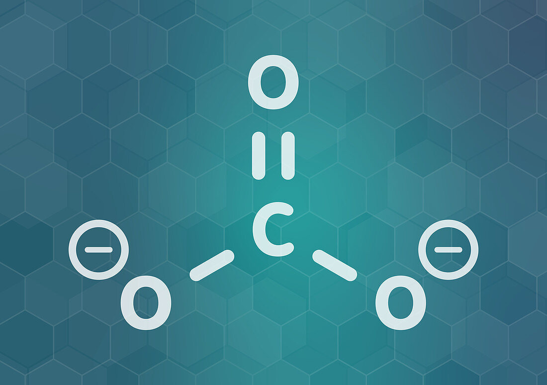 Carbonate anion chemical structure, illustration