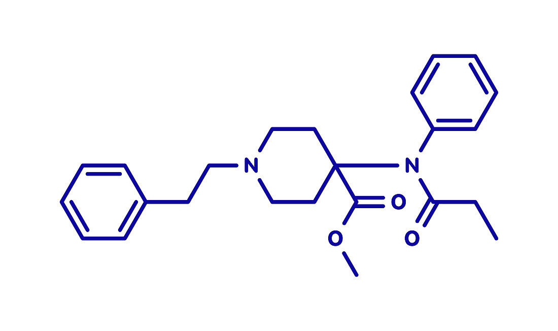 Carfentanil synthetic opioid drug molecule, illustration