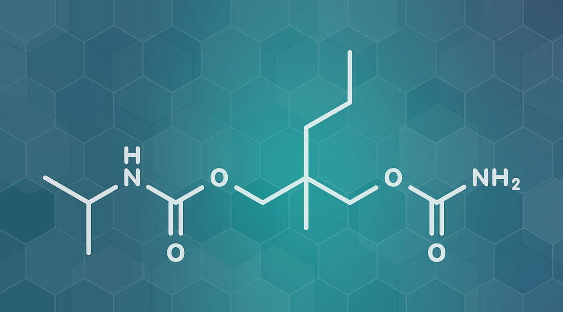 Carisoprodol drug molecule, illustration
