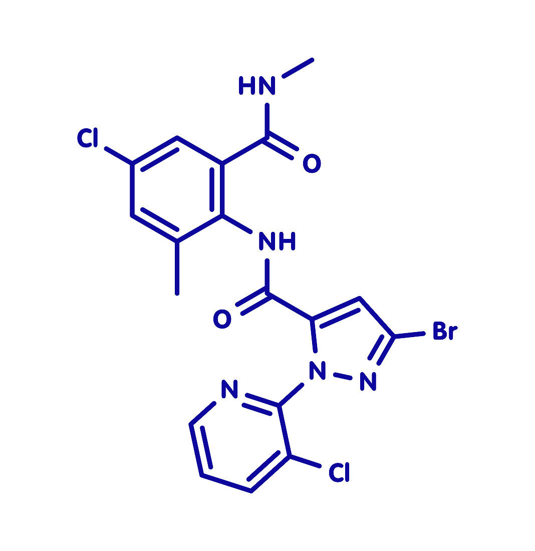 Chlorantraniliprole insecticide molecule, illustration