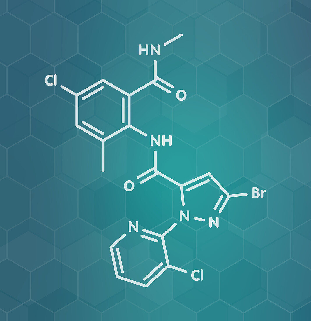 Chlorantraniliprole insecticide molecule, illustration