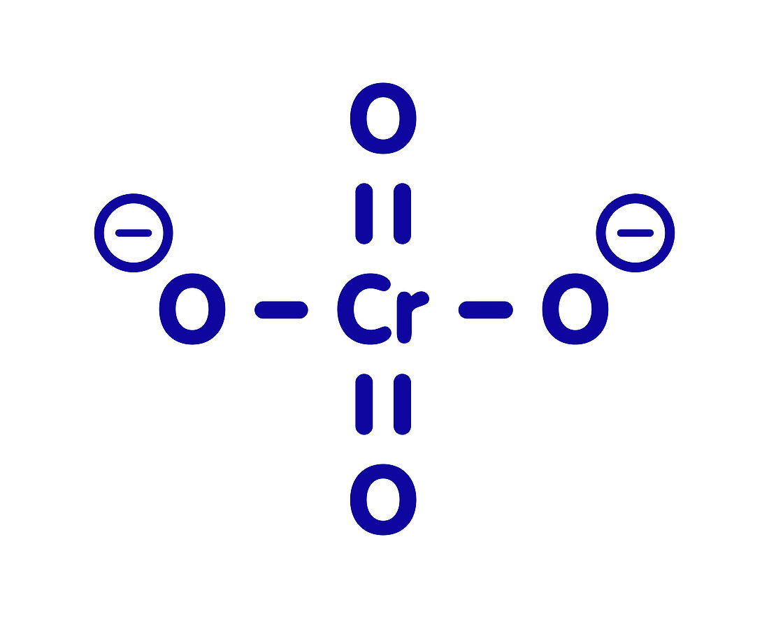 Chromate anion chemical structure, illustration