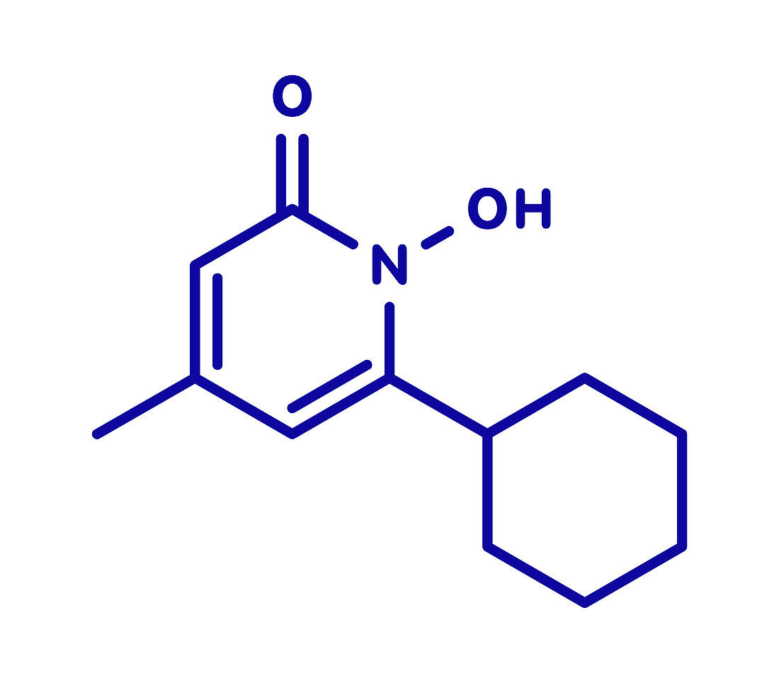 Ciclopirox antifungal drug molecule, illustration
