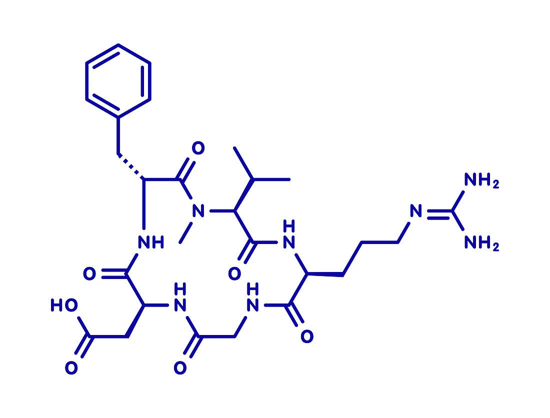 Cilengitide cancer drug molecule, illustration