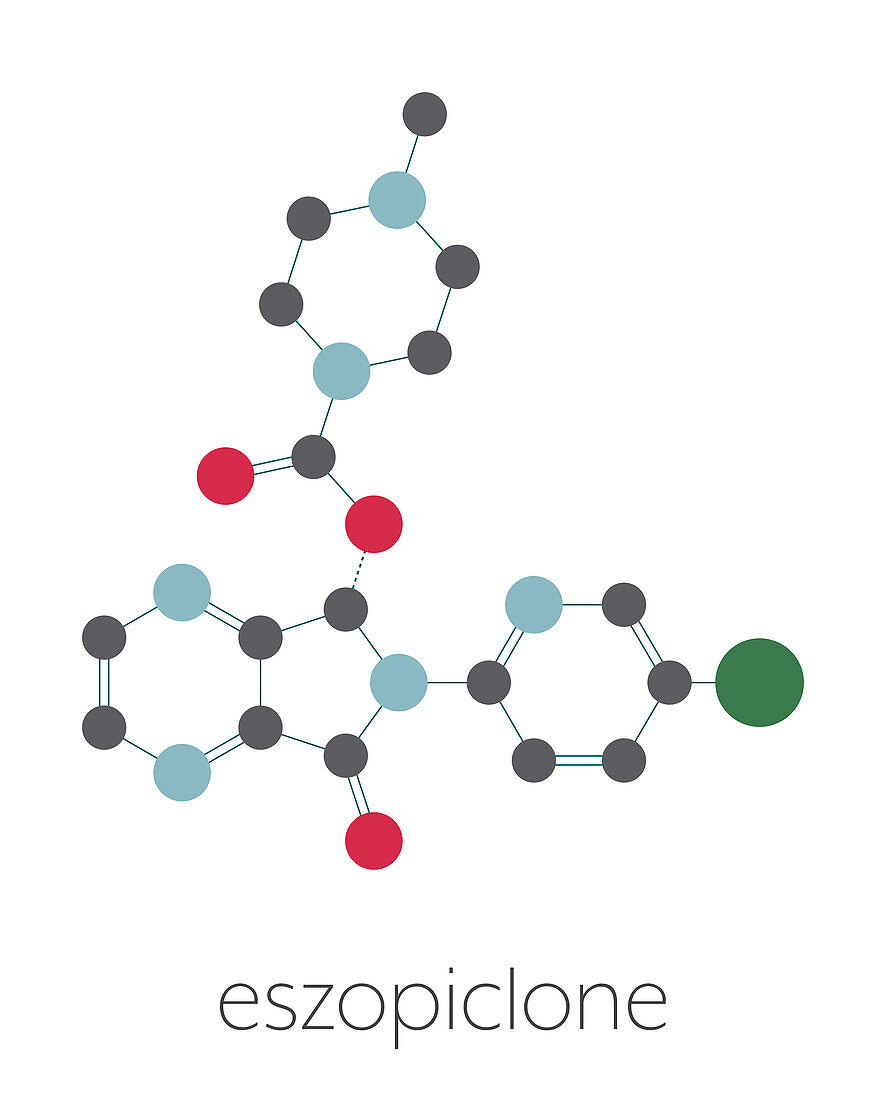 Eszopiclone hypnotic drug molecule, illustration