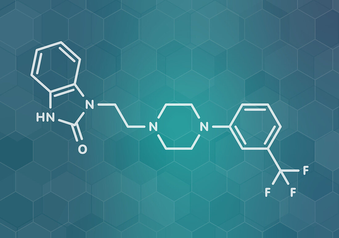 Flibanserin sexual desire drug molecule, illustration