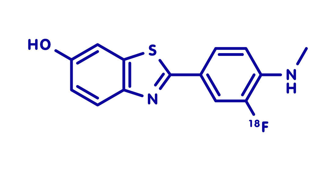Flutemetamol 18F PET tracer molecule, illustration
