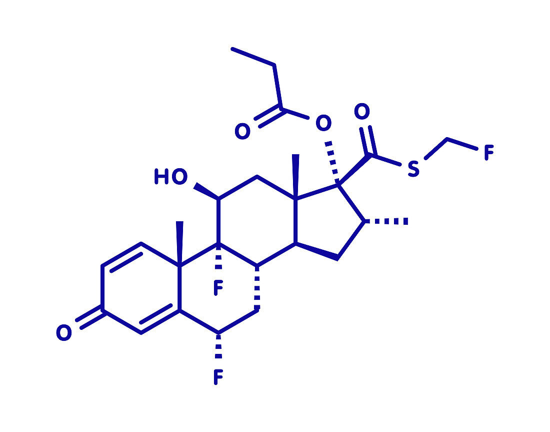 Fluticasone propionate corticosteroid drug molecule