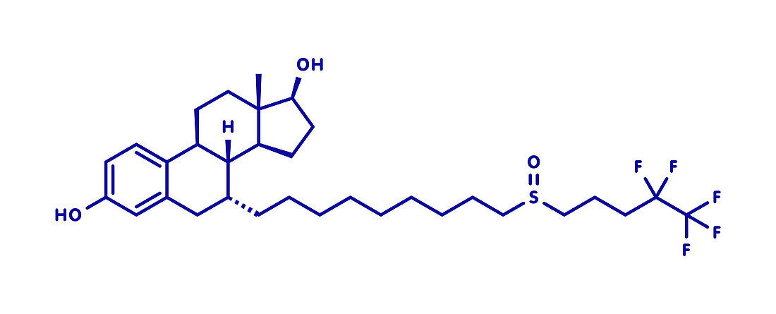 Fulvestrant breast cancer drug molecule, illustration