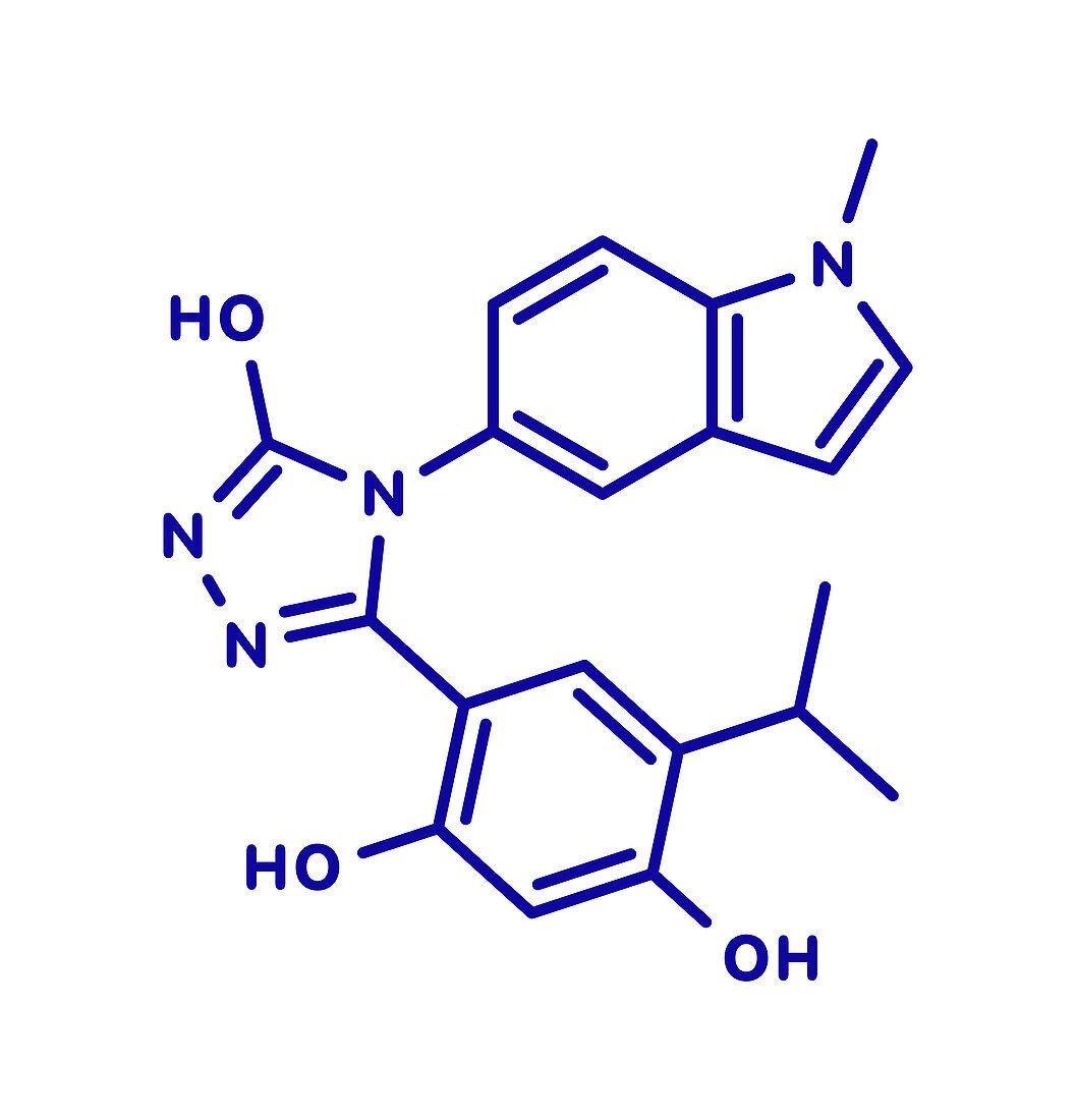 Ganetespib cancer drug molecule, illustration