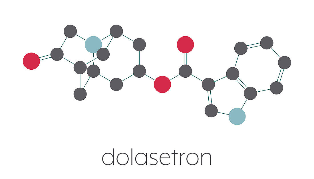Dolasetron nausea and vomiting drug molecule, illustration