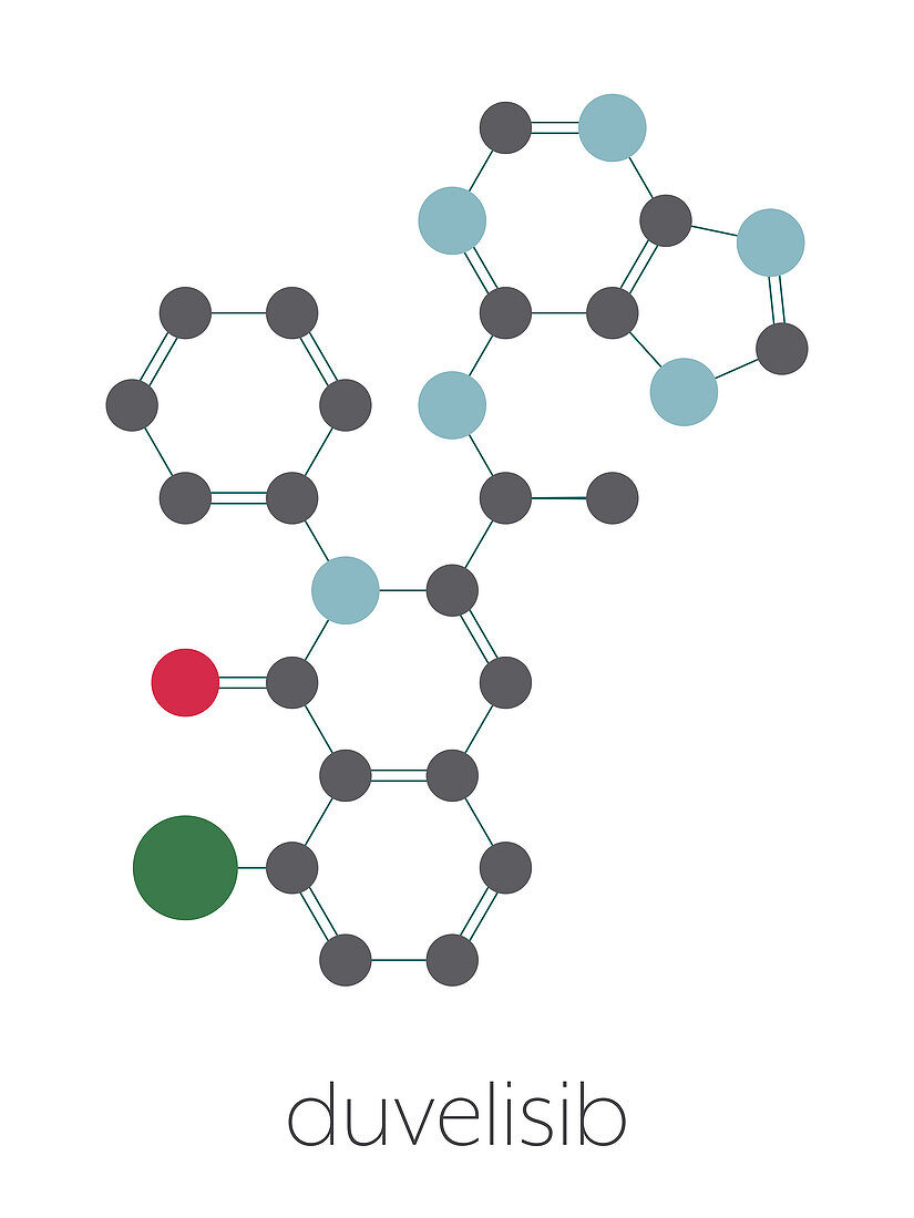 Duvelisib cancer drug molecule, illustration