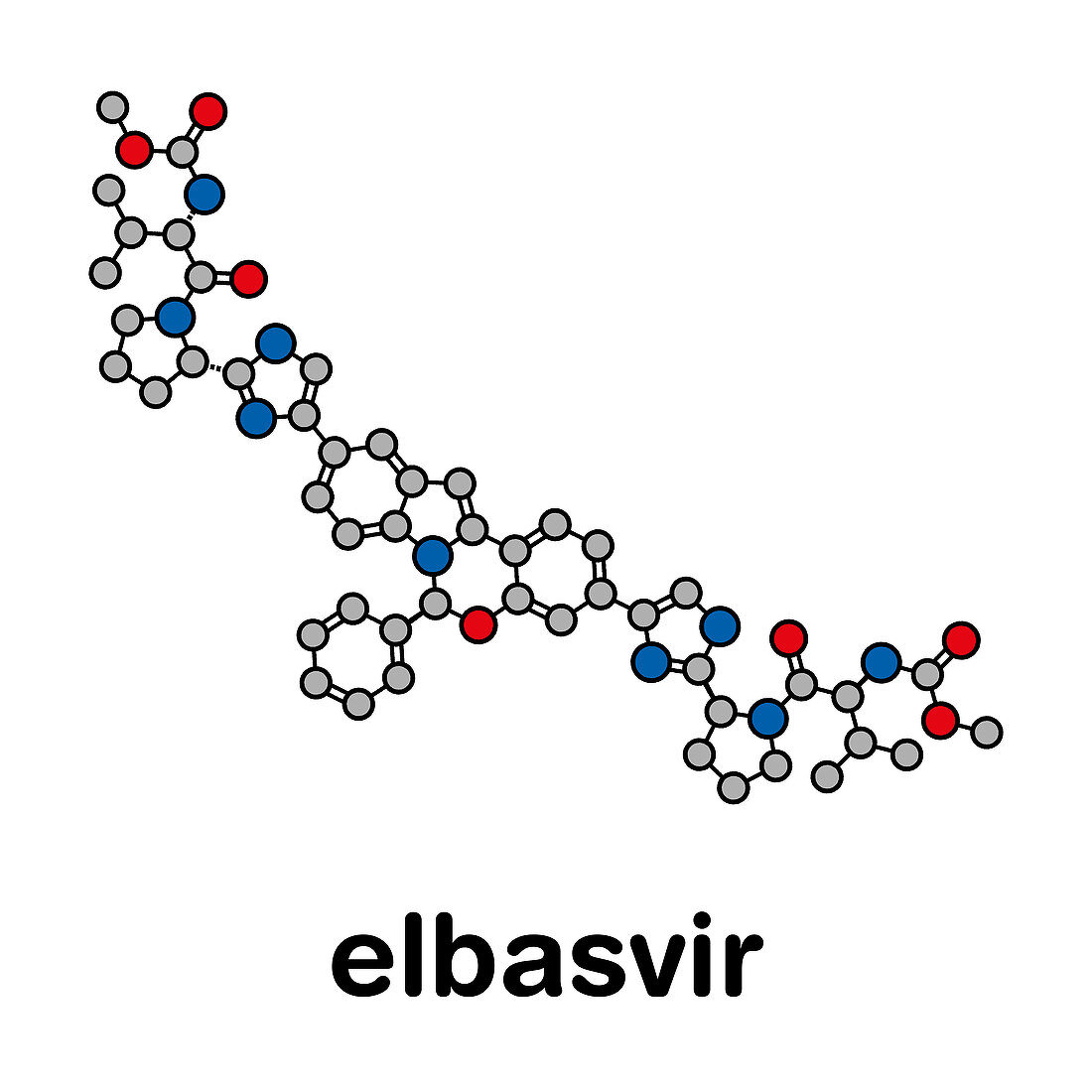 Elbasvir hepatitis C virus drug molecule, illustration