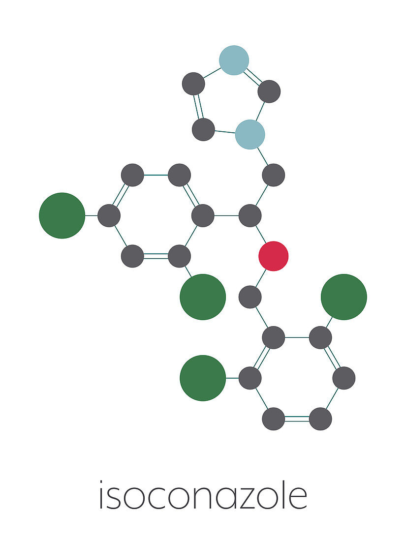 Isoconazole antifungal drug molecule, illustration