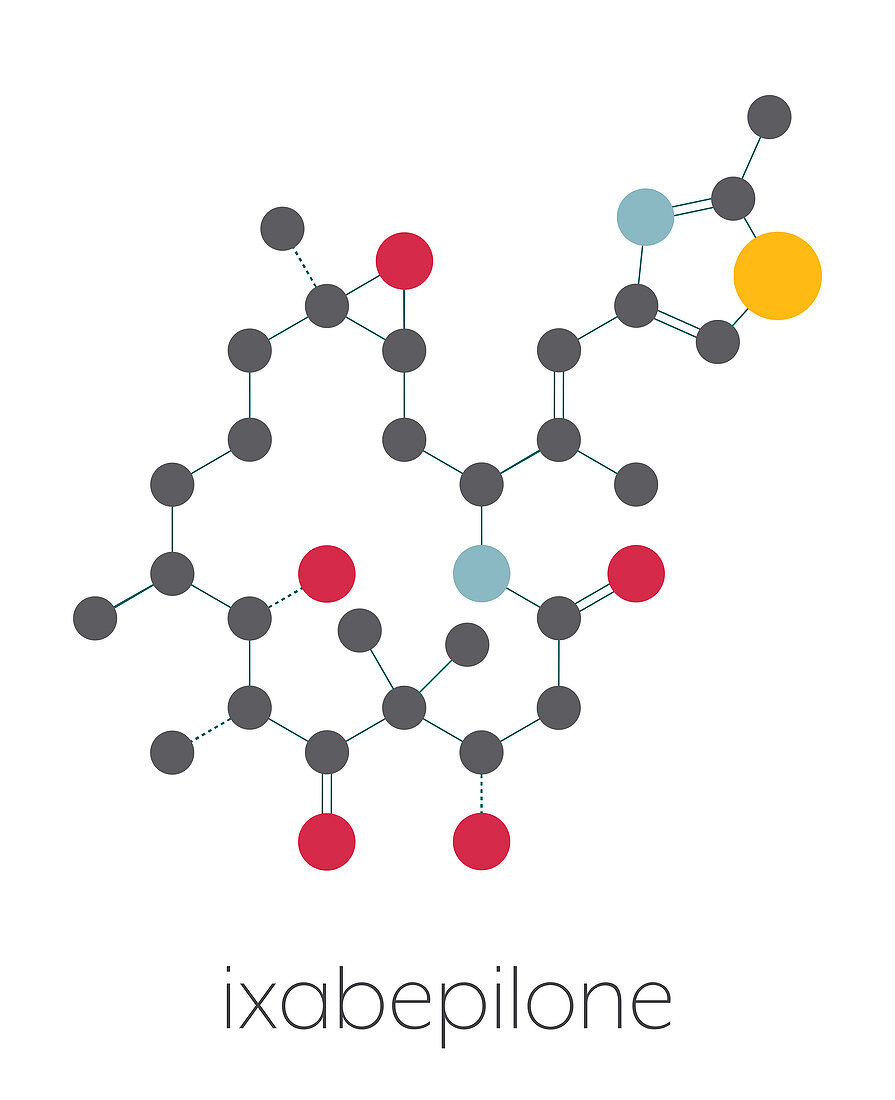 Ixabepilone cancer drug molecule, illustration