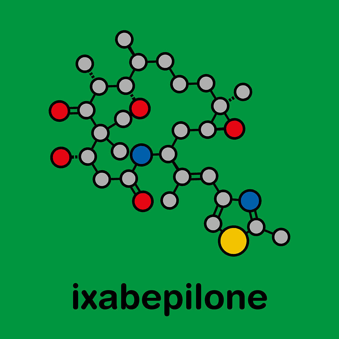 Ixabepilone cancer drug molecule, illustration