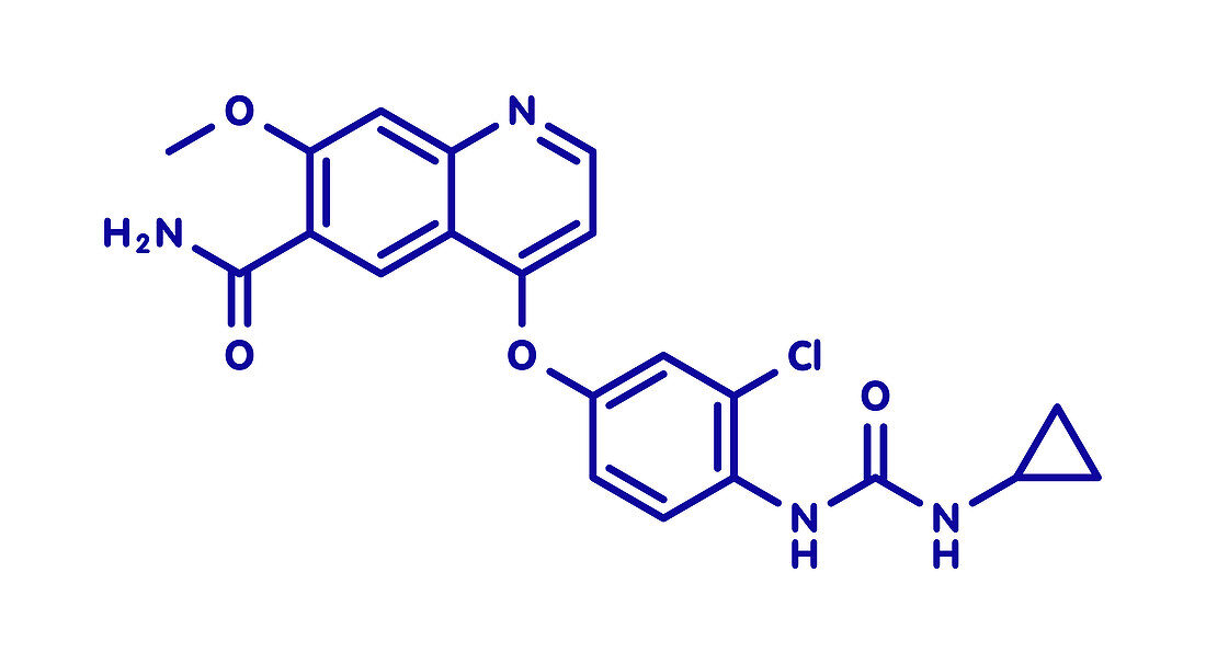 Lenvatinib cancer drug molecule, illustration