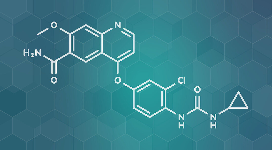 Lenvatinib cancer drug molecule, illustration