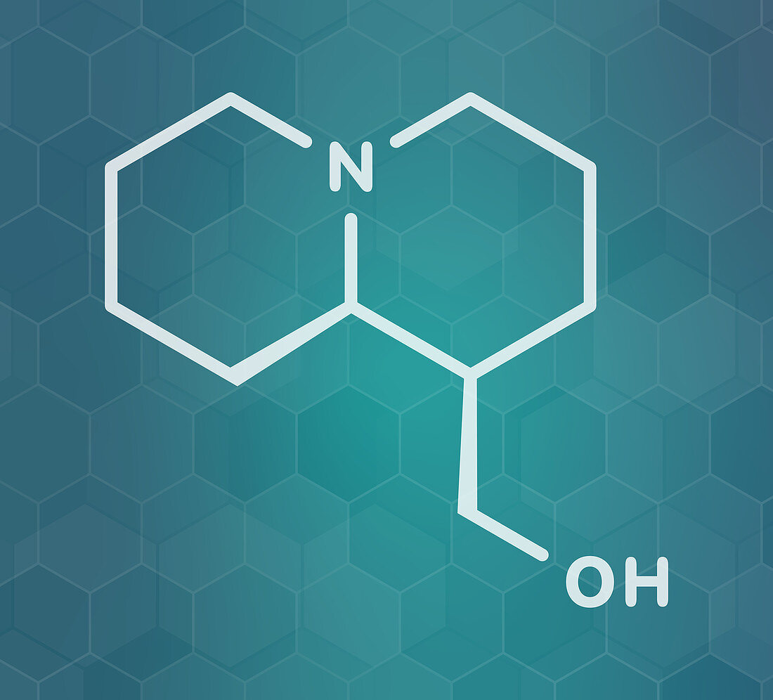 Lupinine lupin alkaloid molecule, illustration