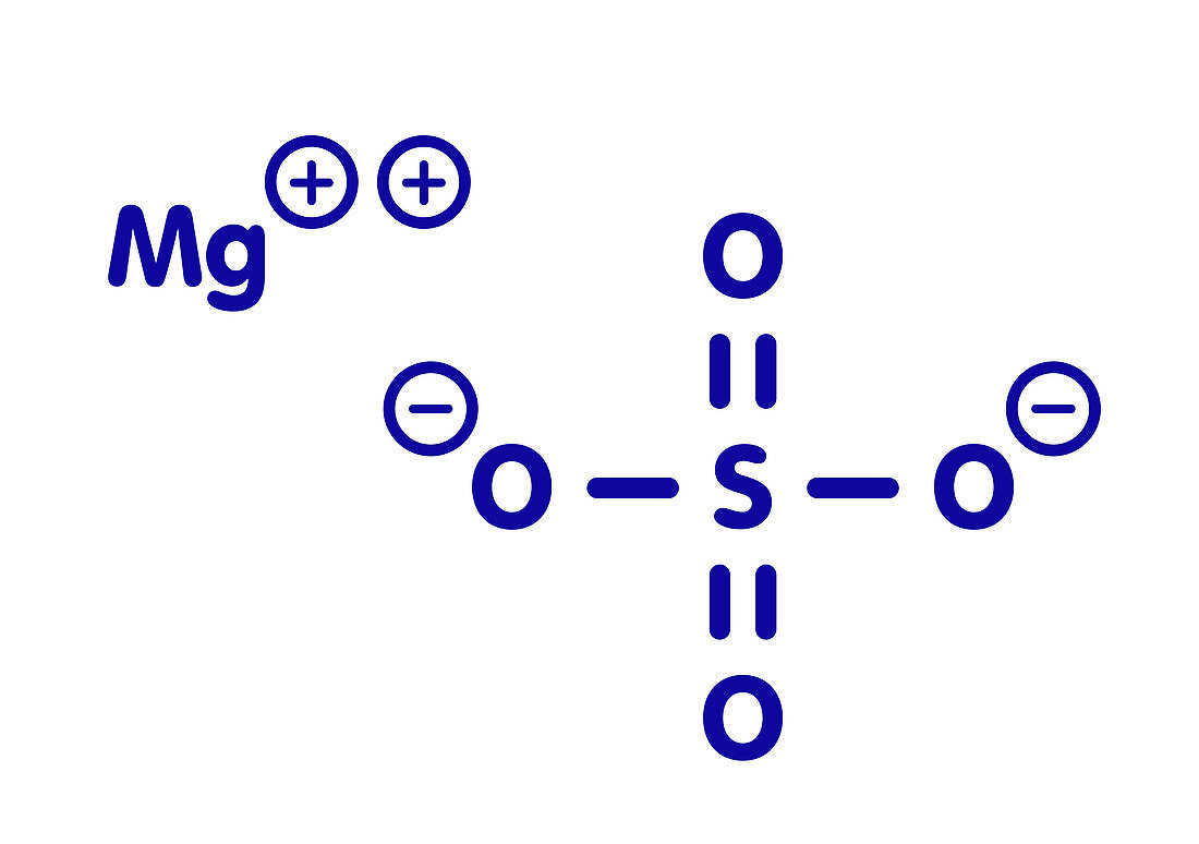 Magnesium sulfate, chemical structure, illustration