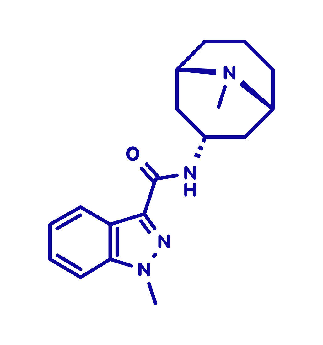 Granisetron nausea and vomiting drug molecule, illustration
