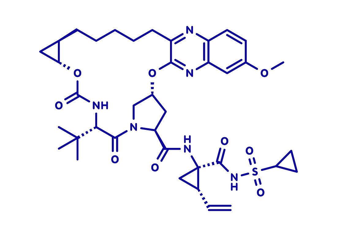 Grazoprevir hepatitis C virus drug molecule, illustration