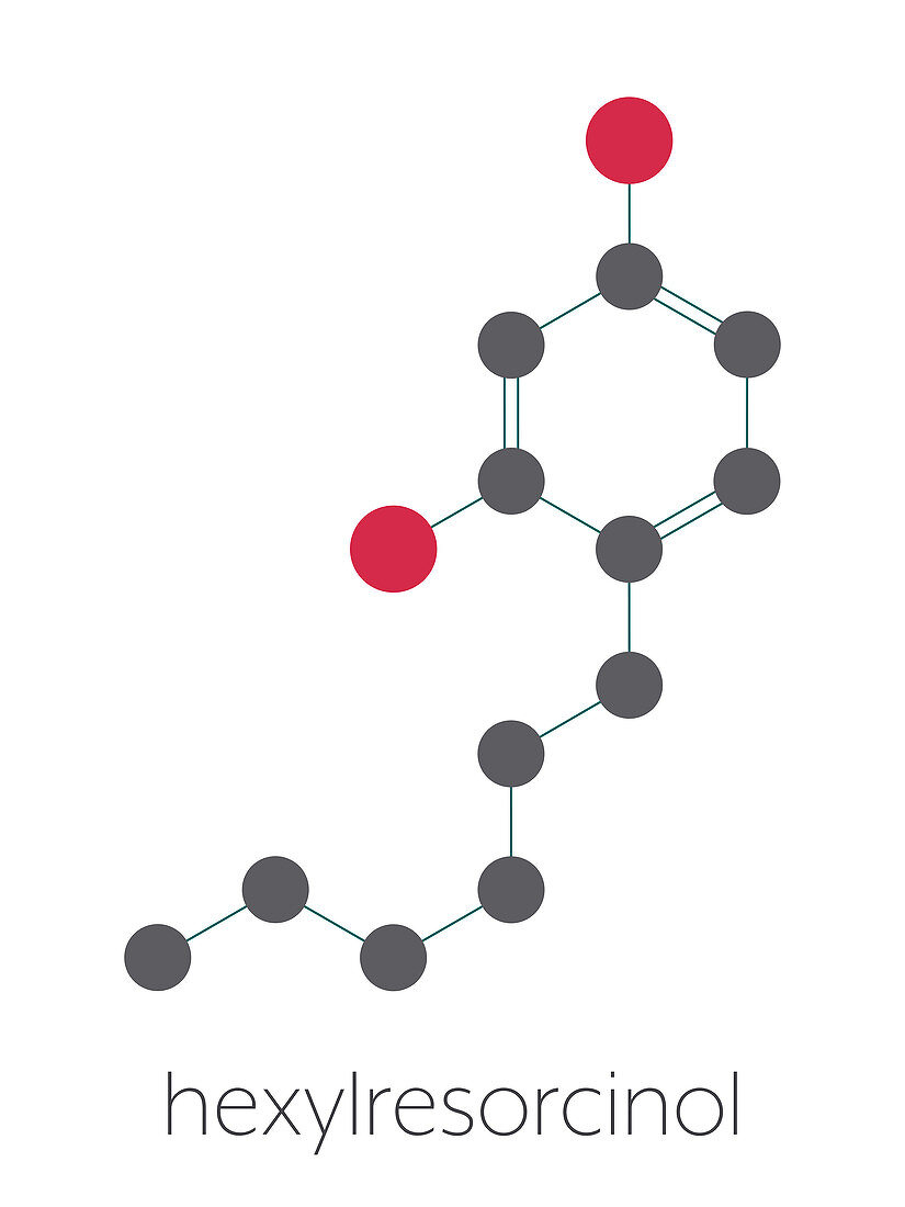 Hexylresorcinol molecule, illustration