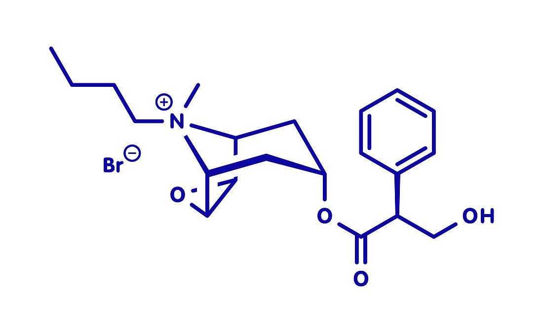Butylscopolamine drug molecule, illustration