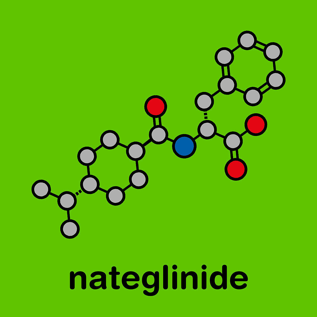 Nateglinide diabetes drug molecule, illustration