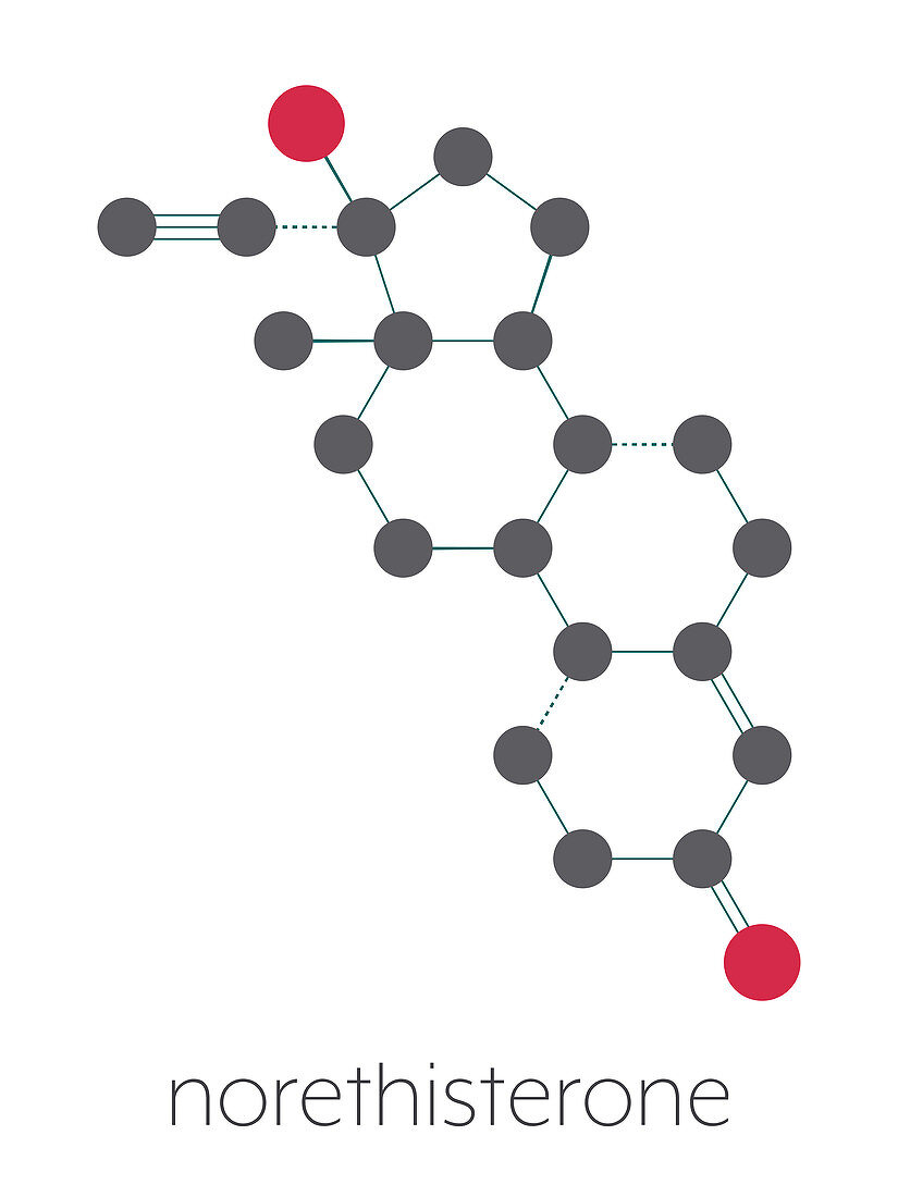 Norethisterone progestogen hormone drug, illustration