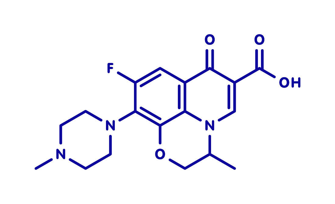 Ofloxacin fluoroquinolone antibiotic drug molecule