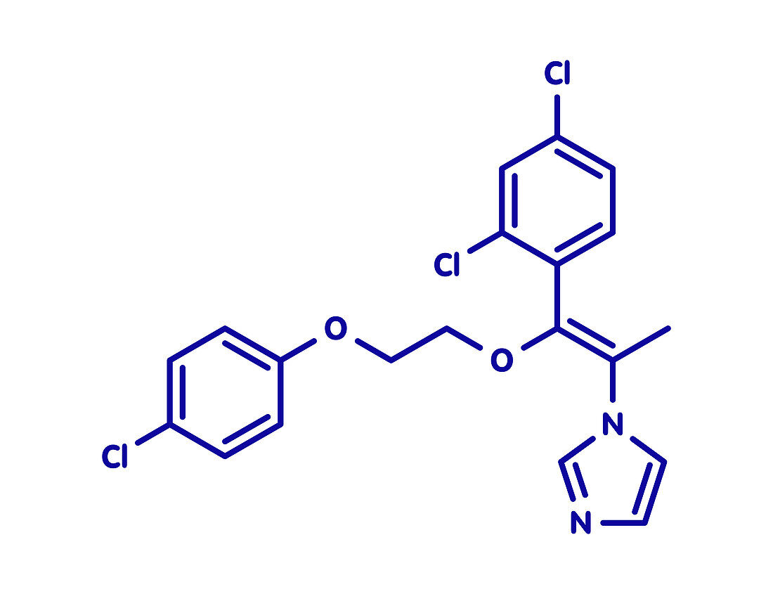 Omoconazole antifungal drug molecule, illustration