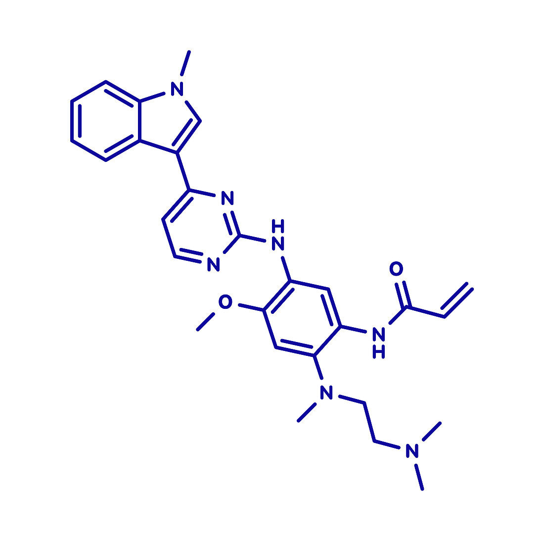 Osimertinib cancer drug molecule, illustration