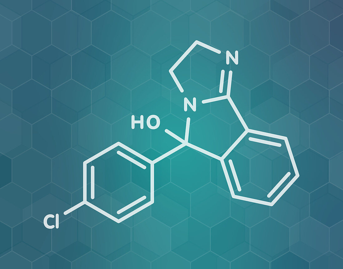 Mazindol appetite suppressant drug molecule, illustration