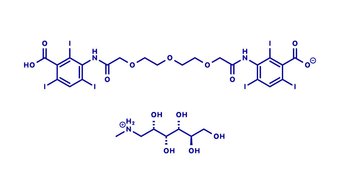 Meglumine iotroxate contrast agent molecule, illustration