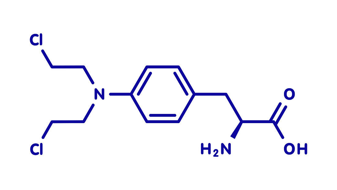 Melphalan cancer drug molecule, illustration