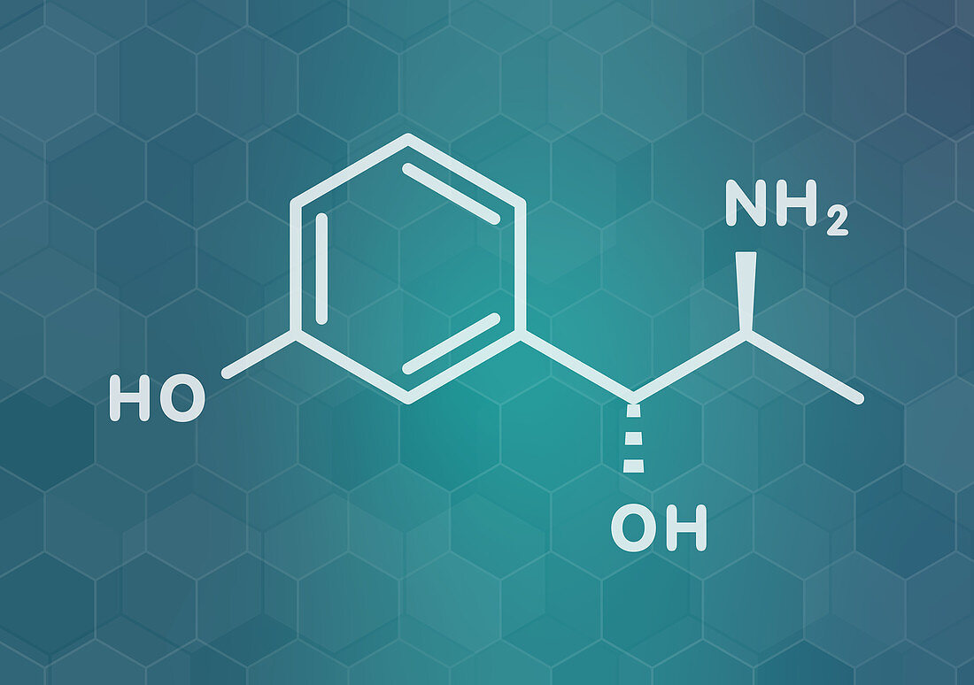Metaraminol hypotension drug molecule, illustration